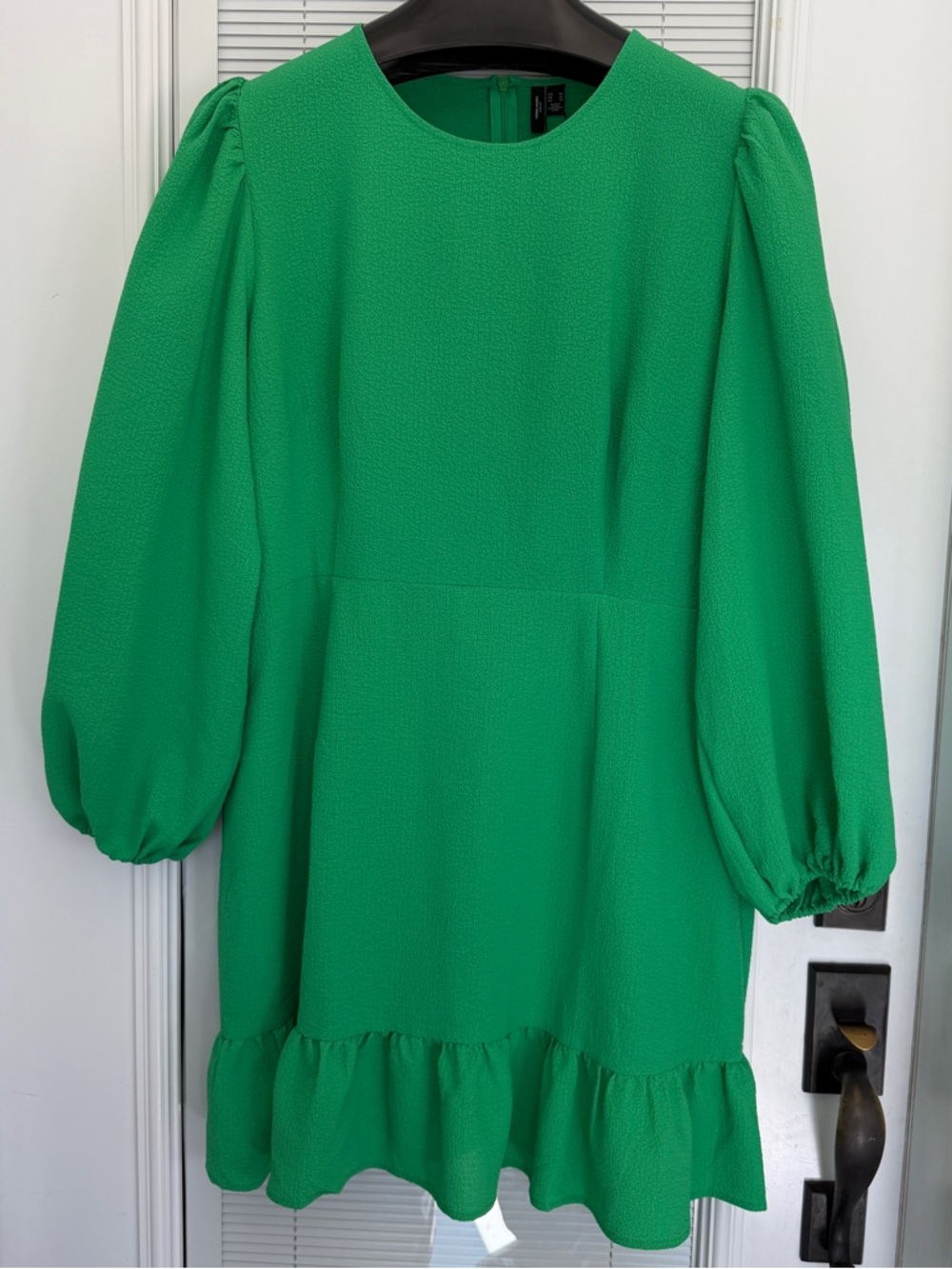 NWT Vero Moda Curve Plus Dress Sz 16 Pepper Aya Kelly Green Puff Sleeve Ruffle - Picture 3 of 7